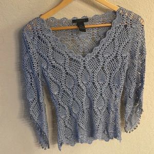 Crochet sweater with bead detail on sleeves